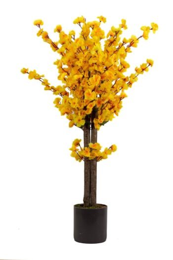 Gri Saksıda 100 Cm Sarı Bahardalı